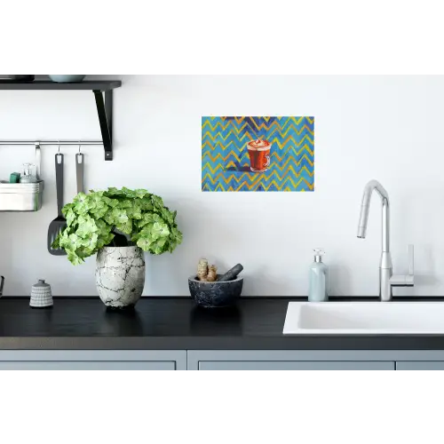 Mok - Koffie - Zigzag - Slagroom Muursticker klein -keuken