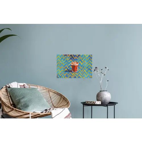 Mok - Koffie - Zigzag - Slagroom Muursticker klein -plant