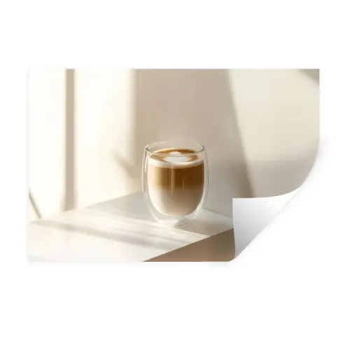 Mok - Latte - Minimalistisch - Schaduw Muursticker klein -3d
