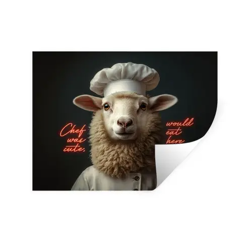 neon-schaap-koksmuts-5-4 Muursticker klein -3d