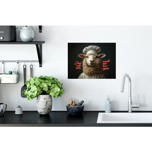 neon-schaap-koksmuts-5-4 Muursticker klein -keuken