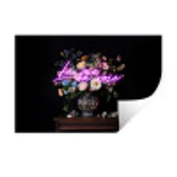Neon - Vaas - Bloemen Muursticker klein -3d
