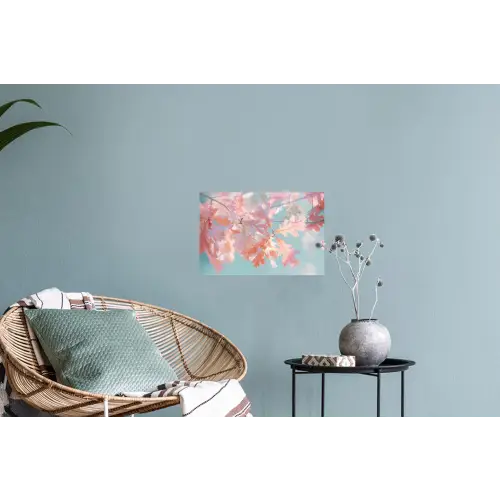 Eikenbladeren - Takken - Roze Muursticker klein -plant