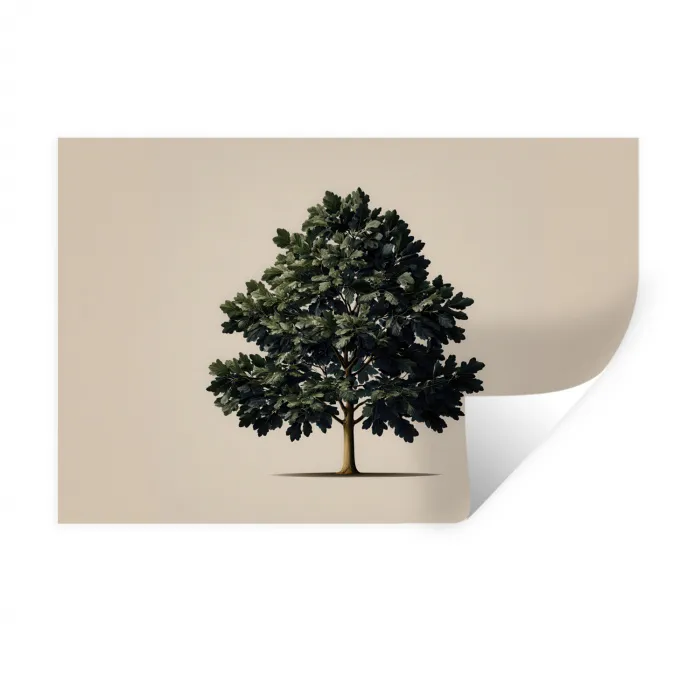 Eikenboom - Schaduw - Egaal Muursticker klein -3d