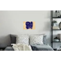 Okergeel - Blauw - Eenvoudige lijnen Muursticker klein -slaapkamer