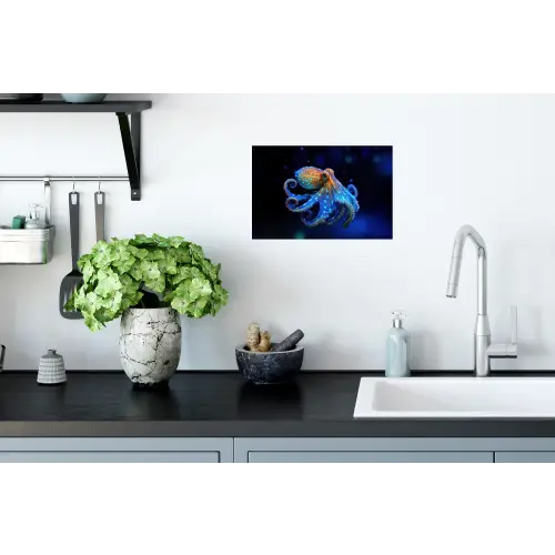 Octopus - Stippen - Blauw - Zee Muursticker klein -keuken