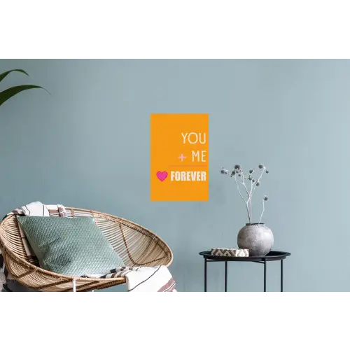 Oranje - Love - Valentijn Muursticker klein -plant