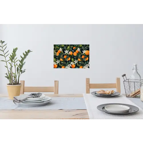 Sinaasappels - Bloesems - Bladeren - Tropisch Muursticker klein -eettafel