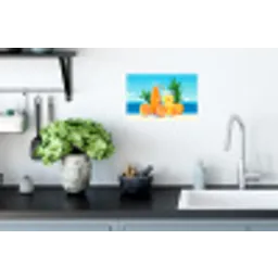 Sinaasappels - Ijsblokjes -  Zee - Illustratie Muursticker klein -keuken