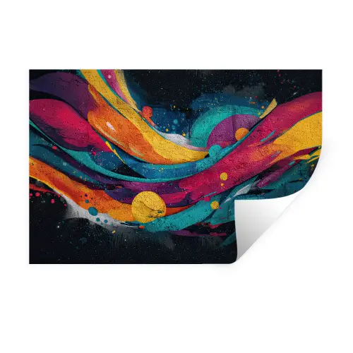 Banen - Golven - Kleurrijk - Abstract Muursticker klein -3d