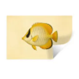 Ovaal - Vis - Geel - Schubben Muursticker klein -3d