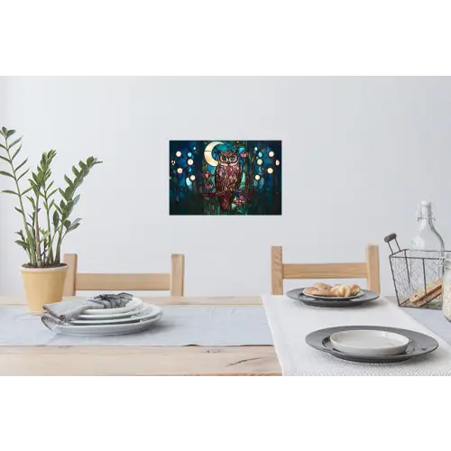 Uil - Mozaïek - Maan - Nacht Muursticker klein -eettafel