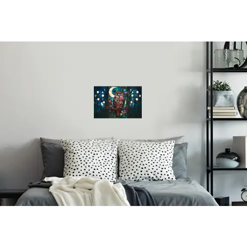 Uil - Mozaïek - Maan - Nacht Muursticker klein -slaapkamer