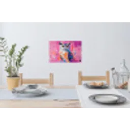 Uil - Roze - Blauw - Verf - Abstract Muursticker klein -eettafel