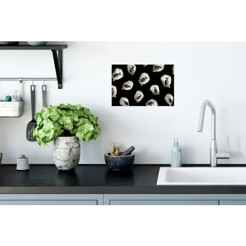Oesters - Zwart - Vissen - Goud Muursticker klein -keuken