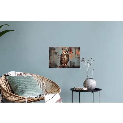 Geschilderd - Abstract - Uil - Bruin Muursticker klein -plant