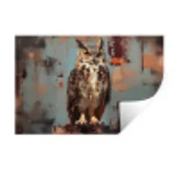 Geschilderd - Abstract - Uil - Bruin Muursticker klein -3d