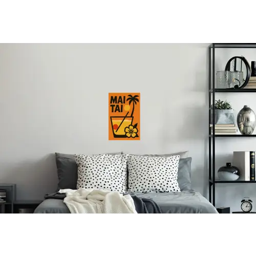 Palmboom - Bloem - Art - Drink Muursticker klein -slaapkamer