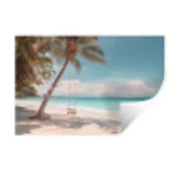 Palmboom - Schommel - Strand - Lucht Muursticker klein -3d
