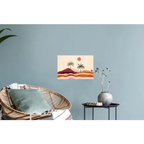 Palmbomen - Abstract - Zon - Heuvels Muursticker klein -plant