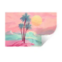 Palmbomen - Golven - Zee Muursticker klein -3d