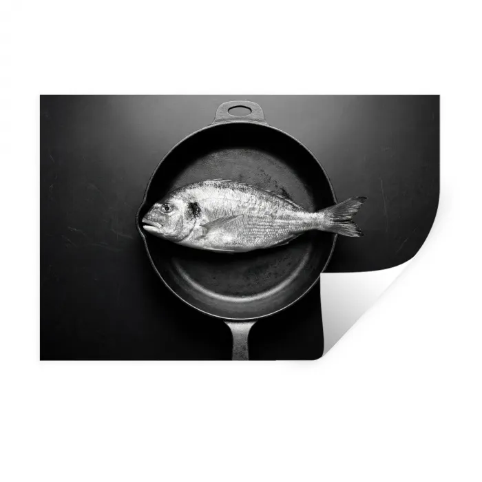 Pan - Vis - Zwart - Wit Muursticker klein -3d