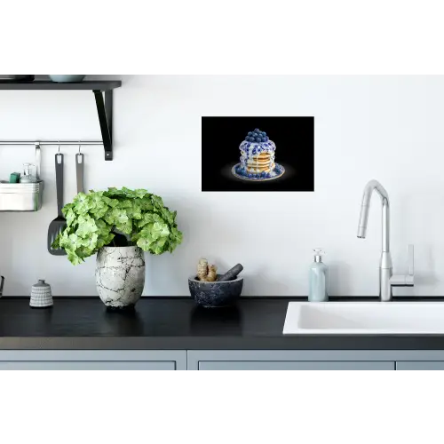 Pannenkoeken - Blauwe Bessen - Bord Muursticker klein -keuken