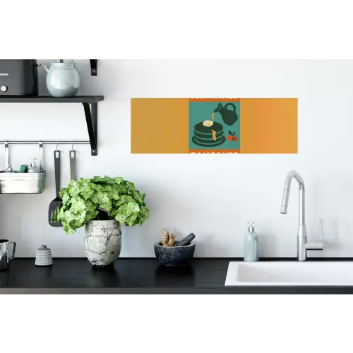 Pannenkoeken - Siroop - Illustratie - Oranje Muursticker klein -keuken
