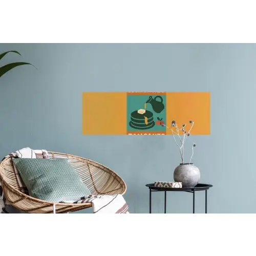 Pannenkoeken - Siroop - Illustratie - Oranje Muursticker klein -plant