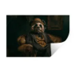 Panda - Hoed - Bril - Pak Muursticker klein -3d