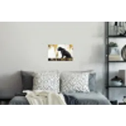 Panter - Zwart - Abstract - Goud Muursticker klein -slaapkamer