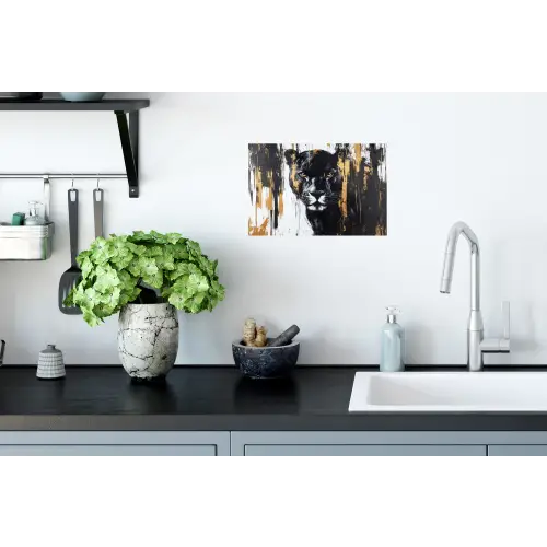Panter - Zwart - Abstract - Verfstreken Muursticker klein -keuken