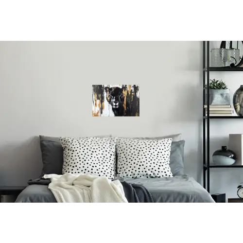 Panter - Zwart - Abstract - Verfstreken Muursticker klein -slaapkamer