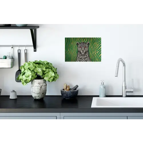 Panter - Zebrapatroon - Groen Muursticker klein -keuken