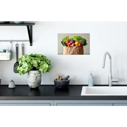 Papieren - Boodschappen - Groente - Kleurrijk Muursticker klein -keuken