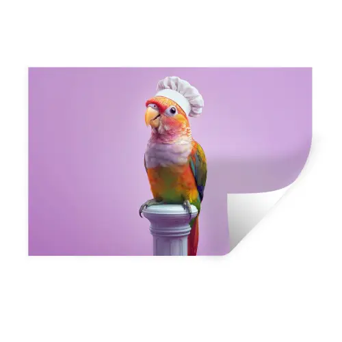 Papegaai - Koksmuts - Pilaar - Vogel Muursticker klein -3d
