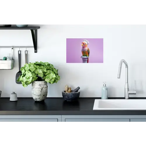 Papegaai - Koksmuts - Pilaar - Vogel Muursticker klein -keuken