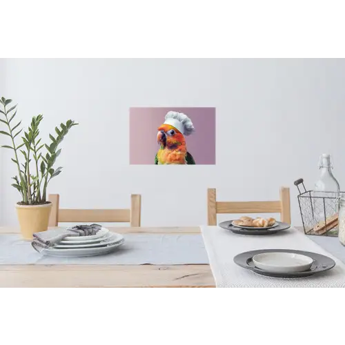 Papegaai - Koksmuts - Nieuwsgierig - Vogel Muursticker klein -eettafel