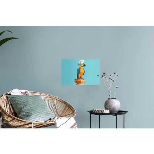 Papegaai - Koksmuts - Grappig - Vogel Muursticker klein -plant