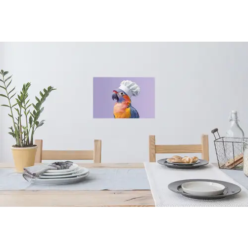 Papegaai - Koksmuts - Paars - Cute Muursticker klein -eettafel