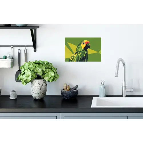 Papegaai - Groen - Snavel - Abstract Muursticker klein -keuken
