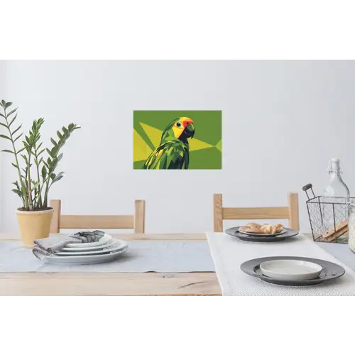 Papegaai - Groen - Snavel - Abstract Muursticker klein -eettafel