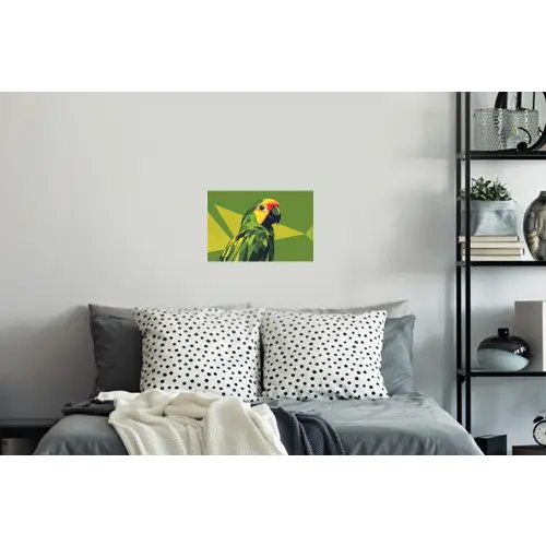 Papegaai - Groen - Snavel - Abstract Muursticker klein -slaapkamer