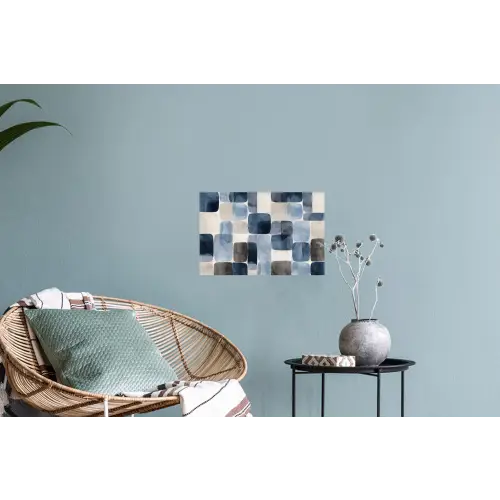 Patroon - Blauw - Vierkanten Muursticker klein -plant