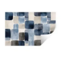 Patroon - Blauw - Vierkanten Muursticker klein -3d