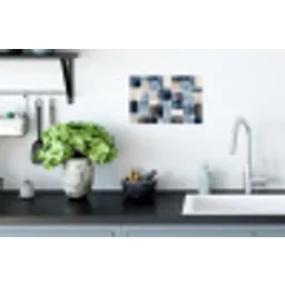 Patroon - Blauw - Vierkanten Muursticker klein -keuken