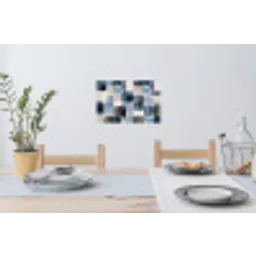 Patroon - Blauw - Vierkanten Muursticker klein -eettafel