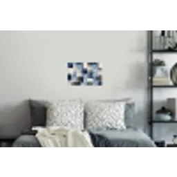 Patroon - Blauw - Vierkanten Muursticker klein -slaapkamer