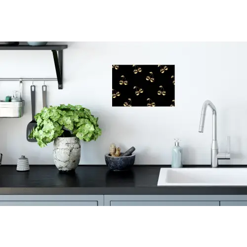 Patroon - Kersen - Goud - Chrome Muursticker klein -keuken