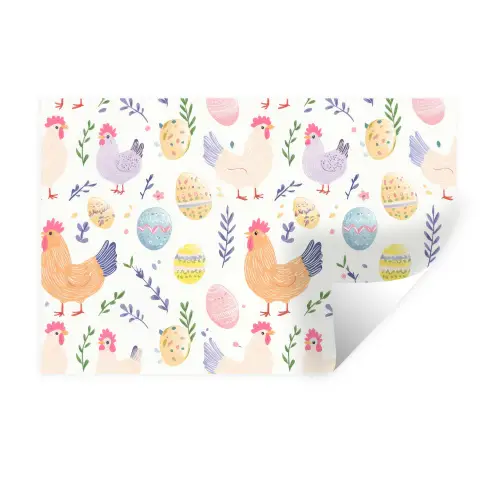 Patroon - Kip - Paaseieren Muursticker klein -3d